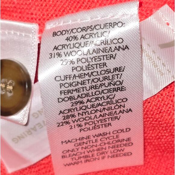 Loft Wool Blend Women's Coral Buttoned Cardigan Sweater Size‎ XL - Picture 8 of 8